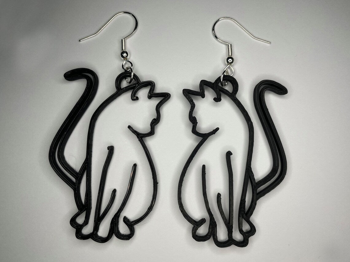 Katzenzauber Glitzertanz: 3D-gedruckte Ohrringe im Katzendesign - Wählen Sie aus 26 Farben