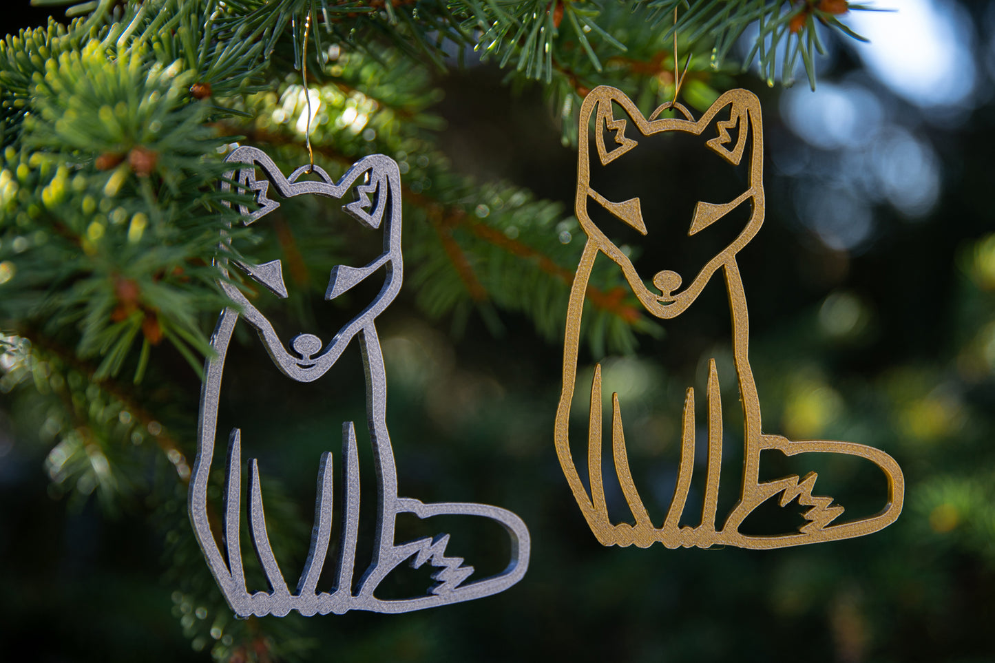 Magische Winterwunder: 3D-gedruckter Weihnachtsbaumschmuck und Geschenkeanhänger - Polarfuchs, Eisbär & Hirsch Design in Glitzerfarben