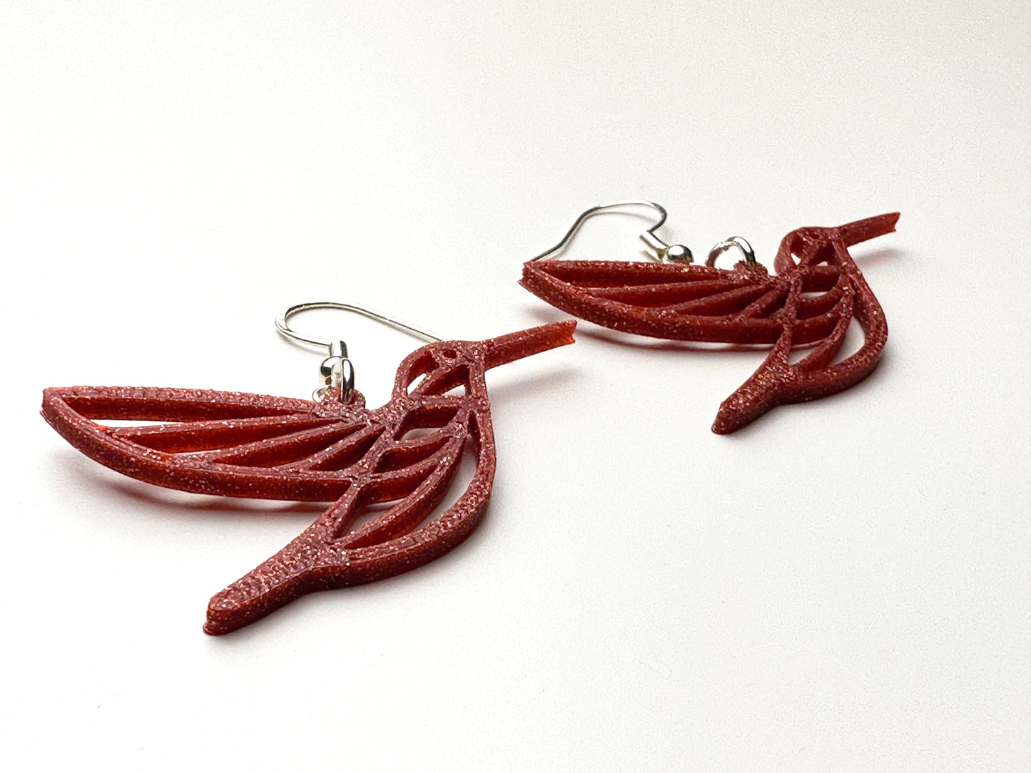Anmutiger Kolibri - Ohrringe 3D-gedruckt aus PLA-Kunststoff!
