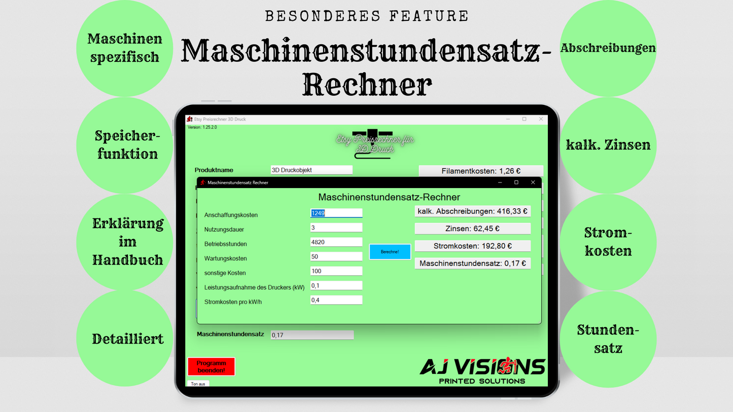 Etsy Preisrechner für 3D-Druck mit Kostenanalyse | Professionelle Gewinnkalkulation