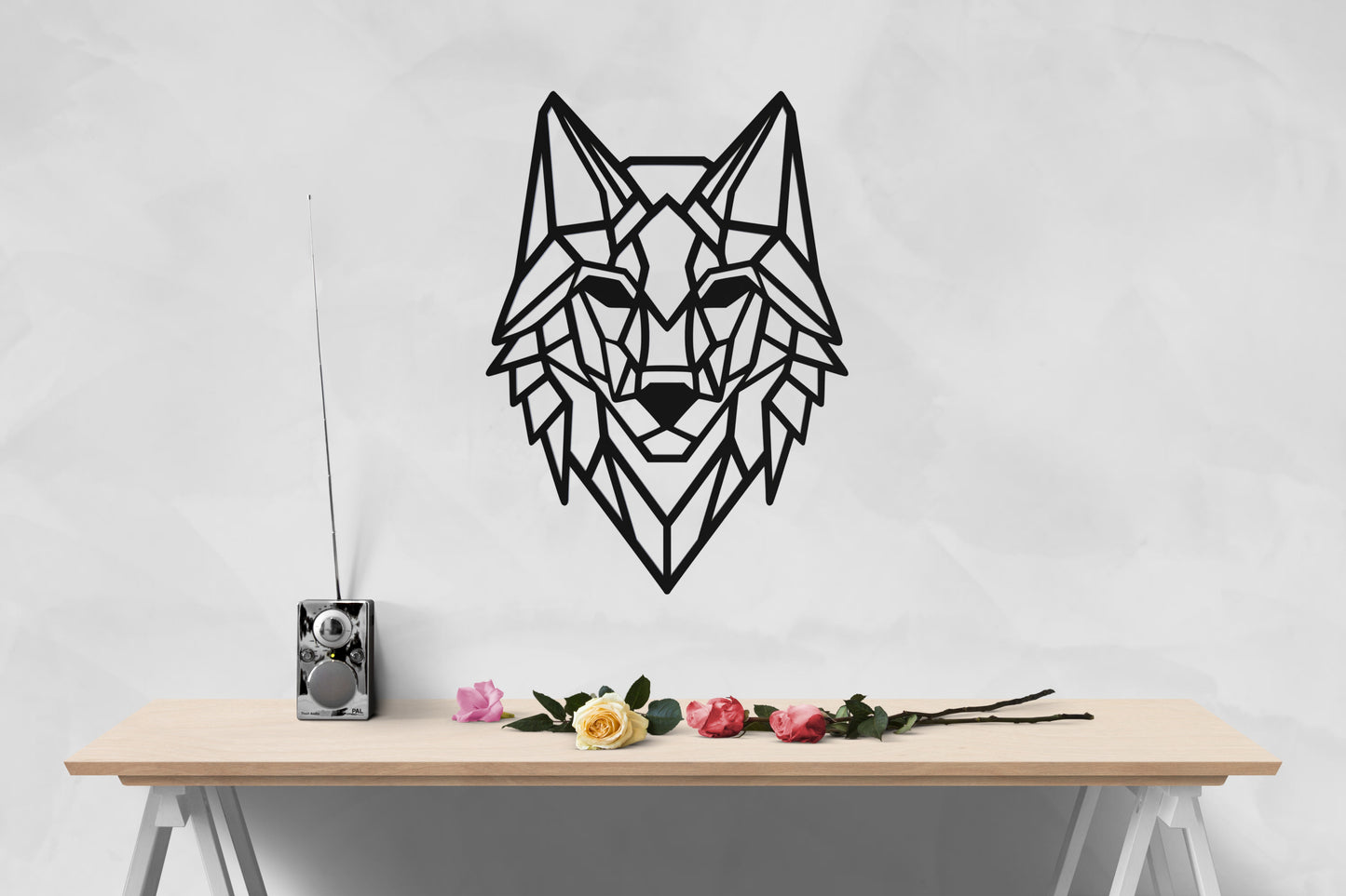 Geometrische Wolf Wanddekoration aus PLA-Kunststoff - Elegante 3D-Kunst